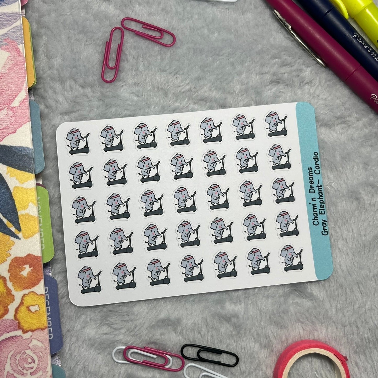 Elephant Cardio Icon Planner Stickers