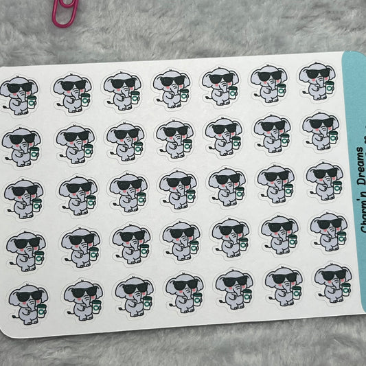 Elephant Coffee  Icon Planner Stickers