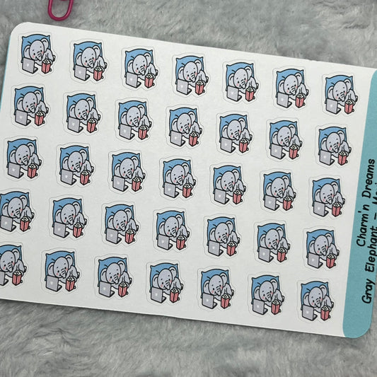 Elephant Happy Movies/ Binge Watch  Icon Planner Stickers