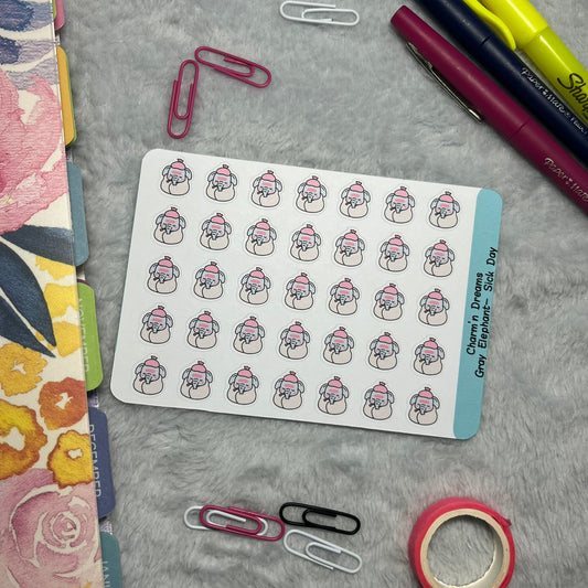 Elephant Sick Day Icon Planner Stickers