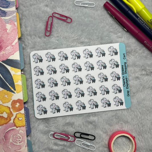 Elephant Shopping Cart Icon Planner Stickers