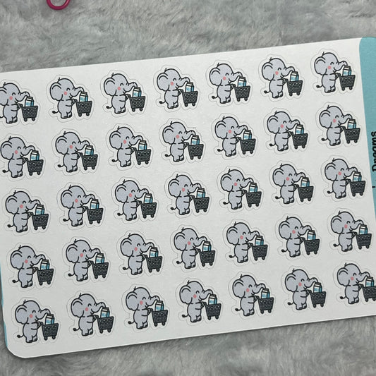 Elephant Shopping Cart Icon Planner Stickers