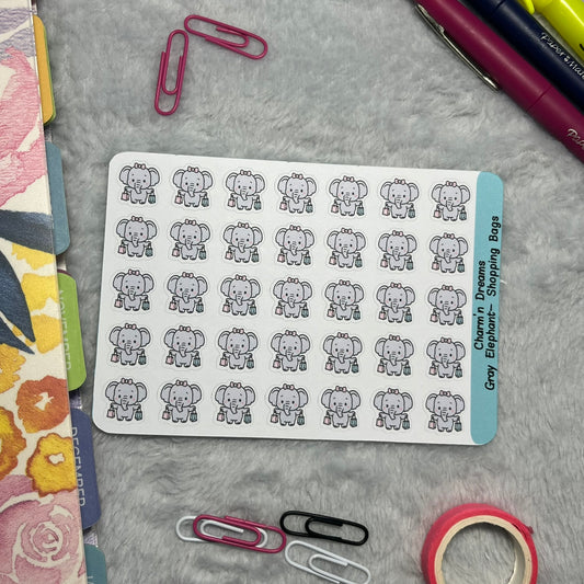 Elephant Shopping Bags Icon Planner Stickers