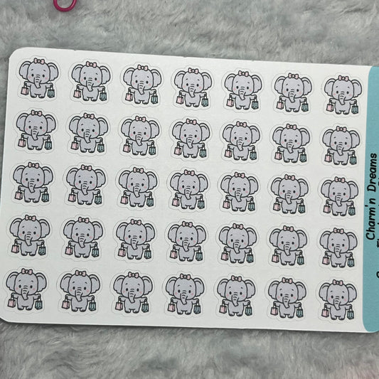 Elephant Shopping Bags Icon Planner Stickers