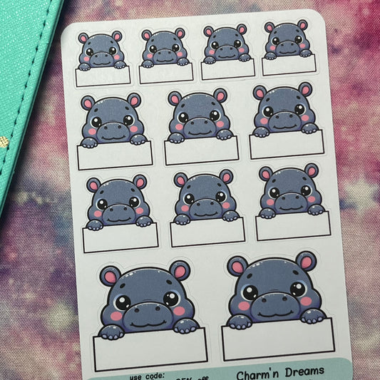 Hippo Buddy Boxes Planner Stickers