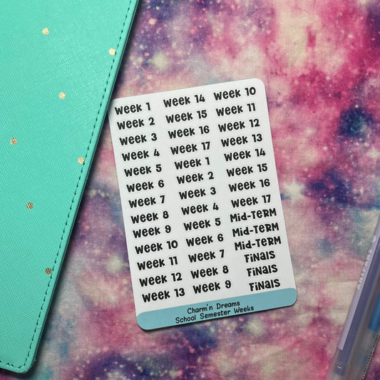 School Semester Weeks Functional Planner Stickers