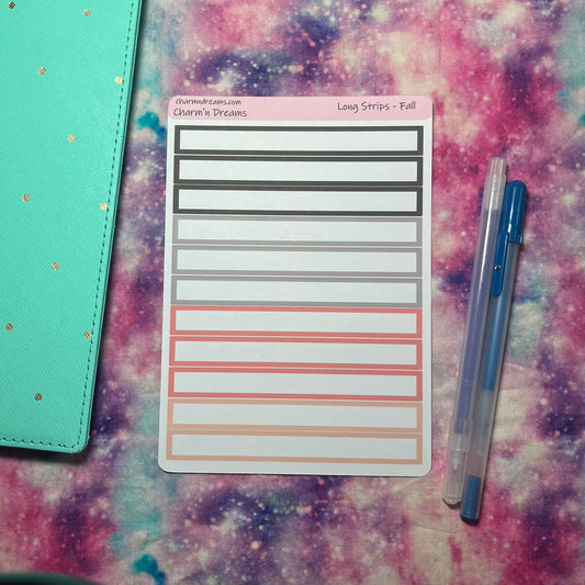 Fall Long Strip Boxes Planner Stickers