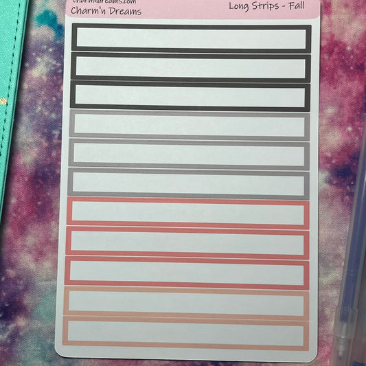 Fall Long Strip Boxes Planner Stickers