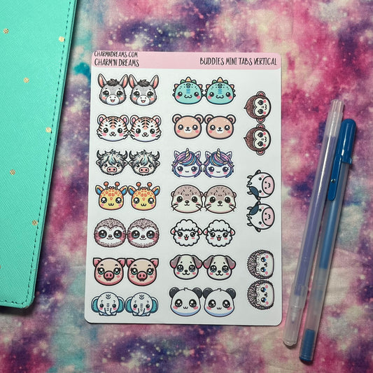 Buddies - Horizontal Foldover Tabs Sticker Sheet