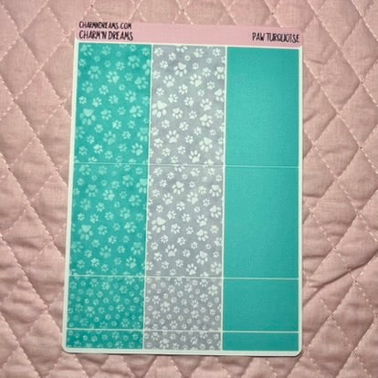 Paw Turquoise Planner Sticker Kit