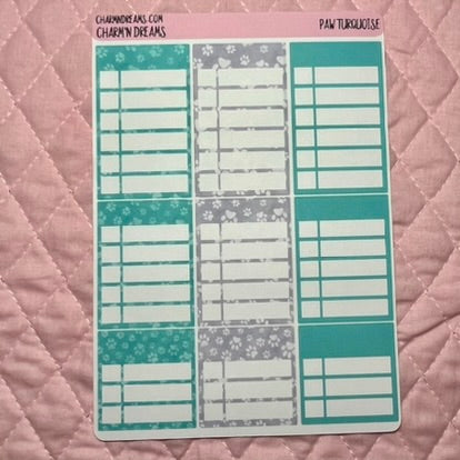 Paw Turquoise Planner Sticker Kit
