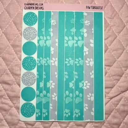 Paw Turquoise Planner Sticker Kit