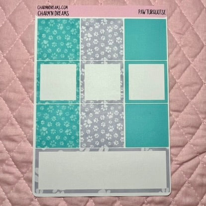 Paw Turquoise Planner Sticker Kit