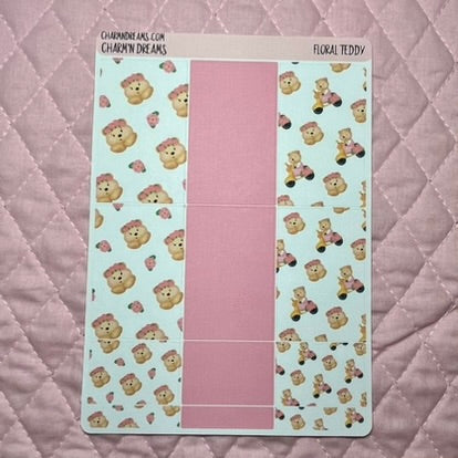 Floral Teddy Planner Sticker Kit