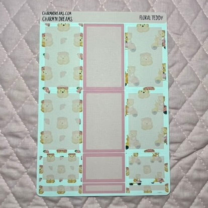 Floral Teddy Planner Sticker Kit