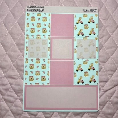 Floral Teddy Planner Sticker Kit