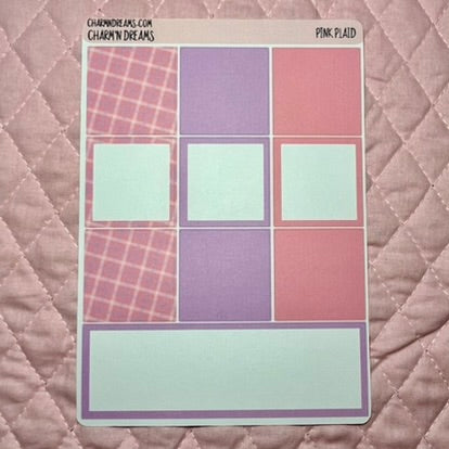 Pink Plaid Planner Sticker Kit