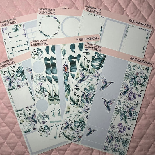 Discontinuing - Purple Hummingbirds Planner Sticker Kit
