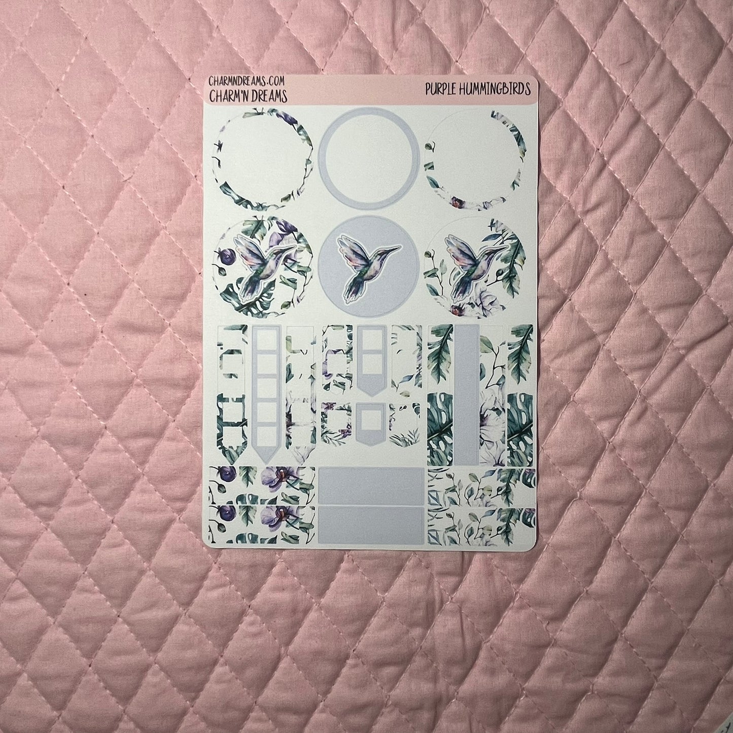 Discontinuing - Purple Hummingbirds Planner Sticker Kit