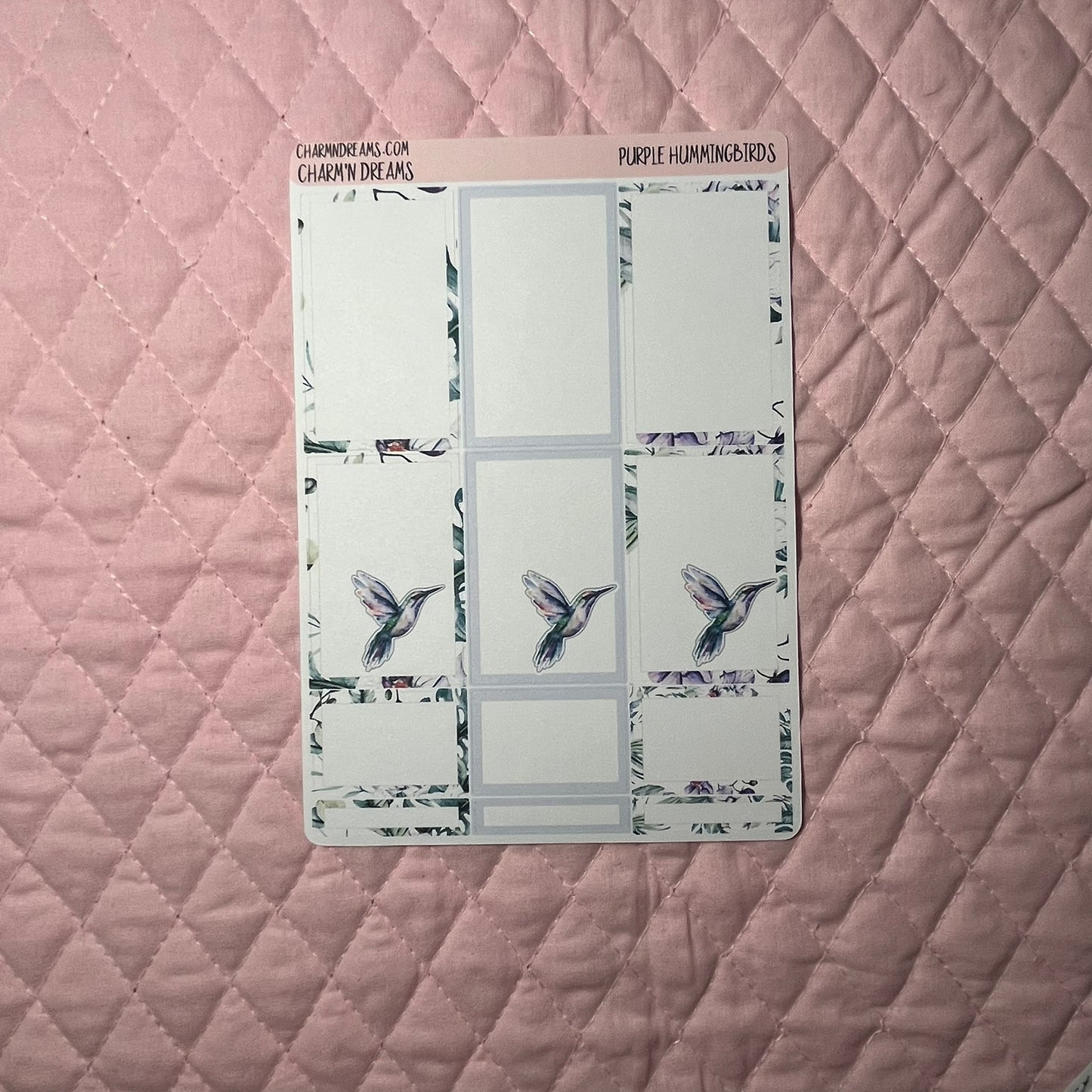 Discontinuing - Purple Hummingbirds Planner Sticker Kit