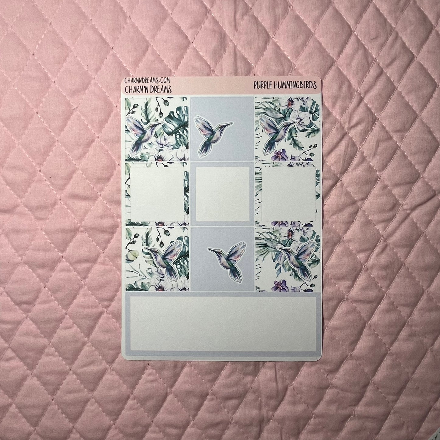 Discontinuing - Purple Hummingbirds Planner Sticker Kit