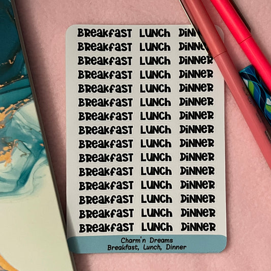 Breakfast Lunch Dinner Meal Functional Planner Stickers