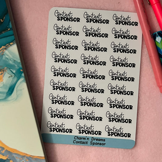 Contact Sponsor Functional Planner Stickers