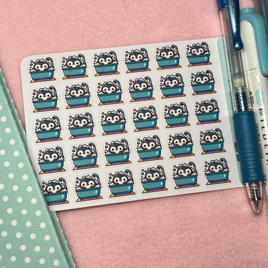 Penguin Take a Bath/Bath Time Icon Planner Stickers