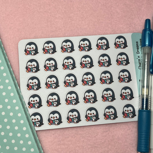 Penguin Reading Icon Planner Stickers
