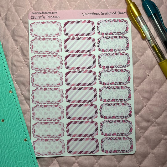 Valentine's Day Scalloped Planner Sticker Boxes
