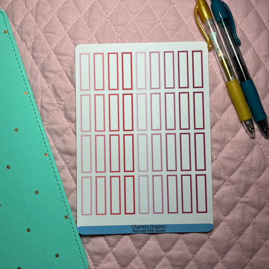 Pinks and Reds Mini Boxes Planner Stickers