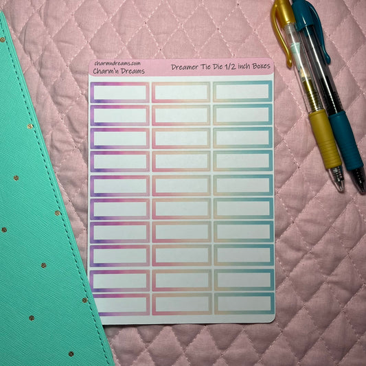 Dreamer 1/2 inch Boxes Planner Stickers