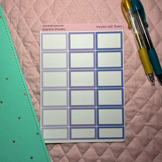 Purple  inch Boxes Planner Stickers