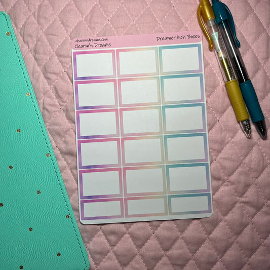 Dreamer inch Boxes Planner Stickers