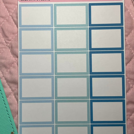 Blues inch Boxes Planner Stickers