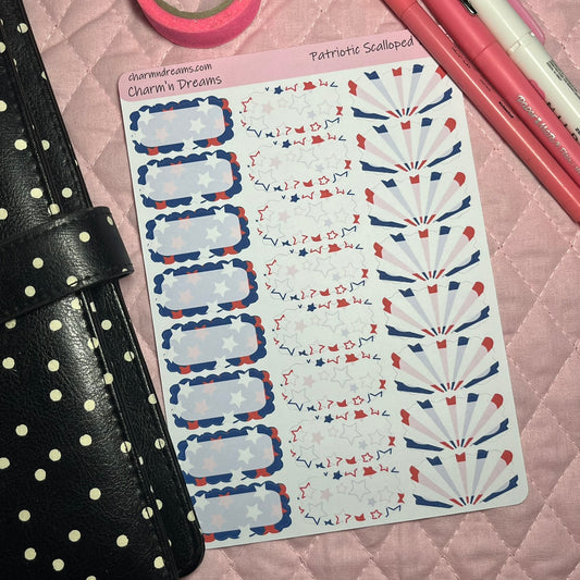 Patriotic Scalloped Planner Sticker Boxes
