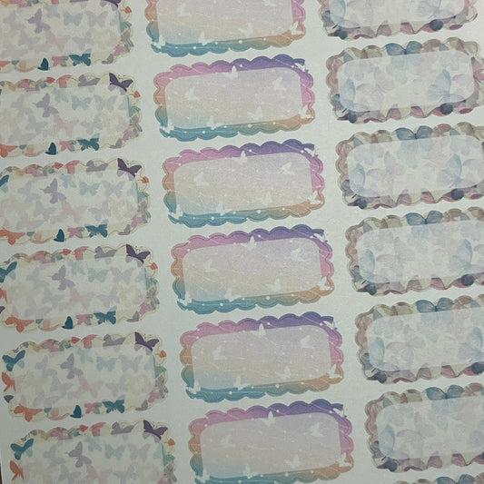 Pastel butterflies Scalloped Planner Sticker Boxes