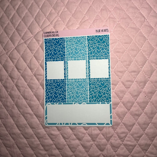 Blue Hearts Planner Sticker Kit