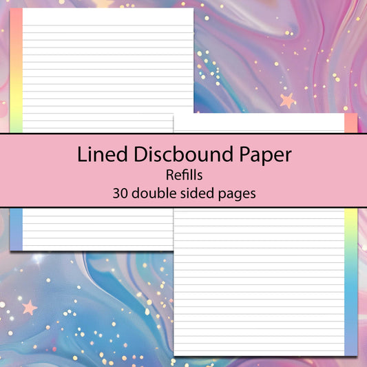 Rainbow Lined Discbound Refill Sheets - Multiple Sizes