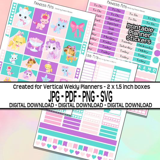 Princess Pets Planner Sticker Kit - Digital Download