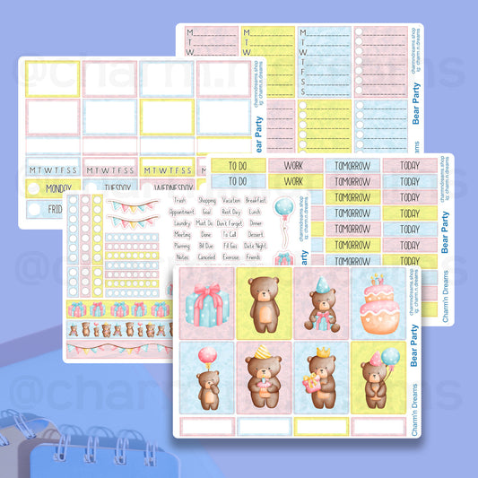 Beary Birthday Premium Planner Sticker Kit