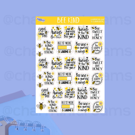 Bee Kind Affirmations sticker Sheet