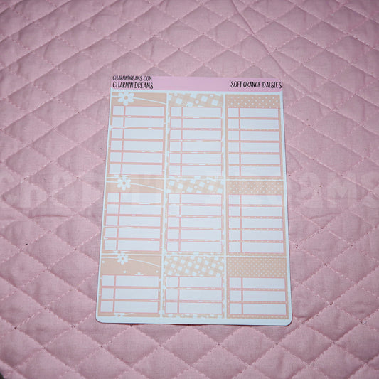 Soft Orange Daisies Planner Sticker Kit