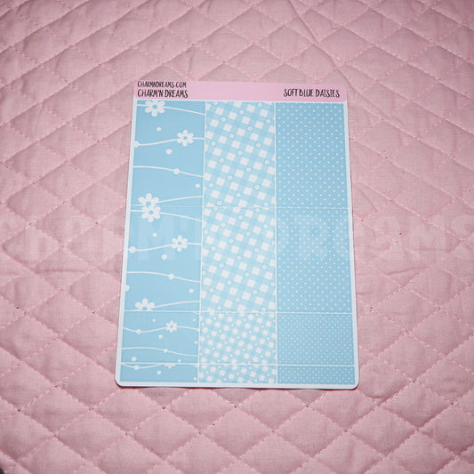 Soft Blue Daisies Planner Sticker Kit