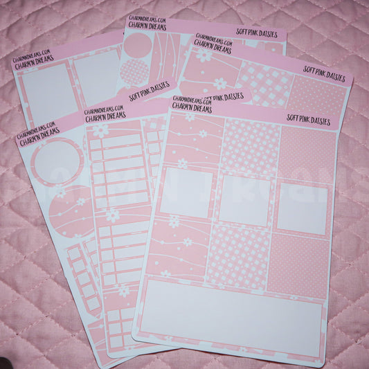 Soft Pink Daisies Planner Sticker Kit