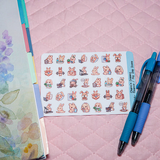 Rabbit Sampler Icon Planner Stickers
