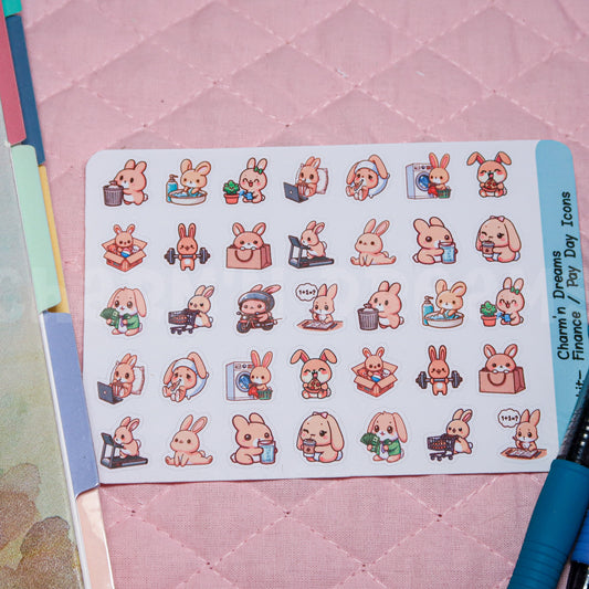 Rabbit Sampler Icon Planner Stickers