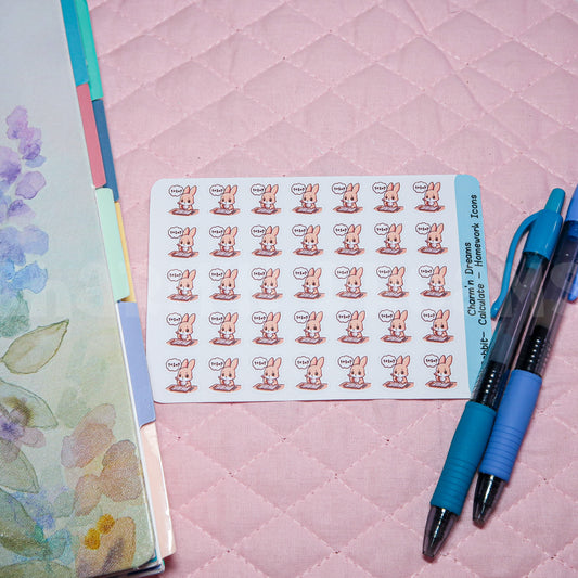 Rabbit Calculate/Homework Icon Planner Stickers