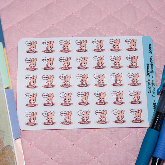 Rabbit Calculate/Homework Icon Planner Stickers