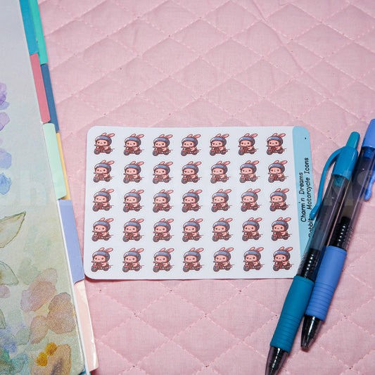 Rabbit Motocycle Icon Planner Stickers